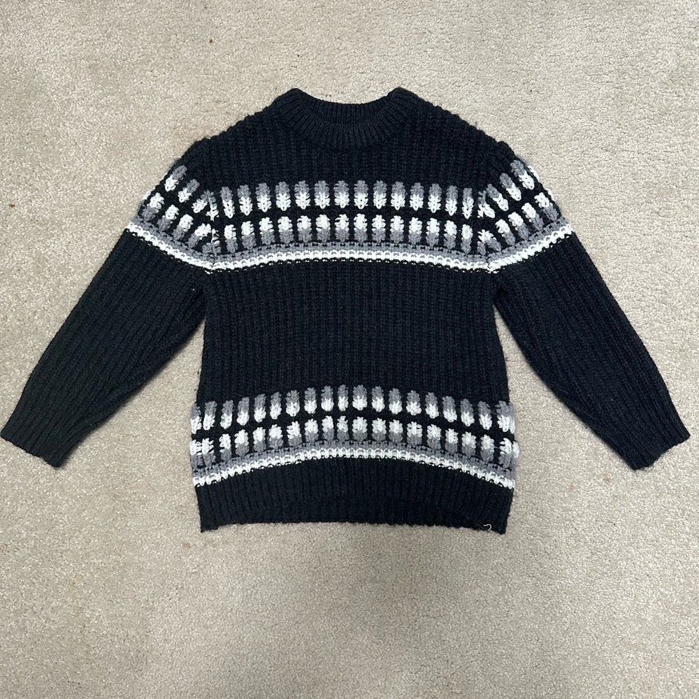 Zara Kids Cozy Knit Charcoal Grey Fair Island Style Sweater